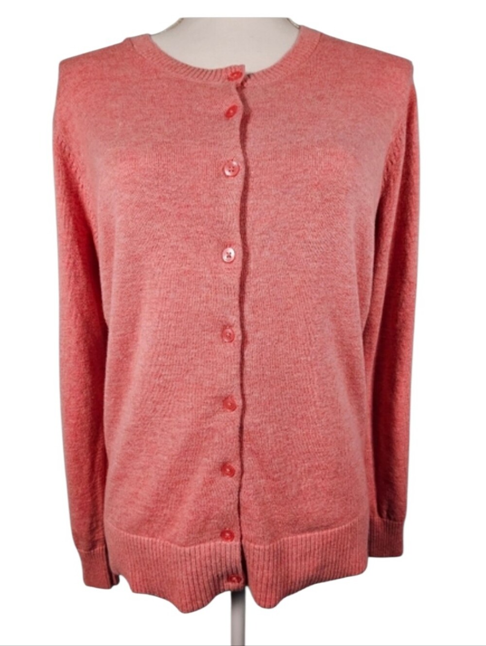 Gap NWT‎ Pink Fine Gauge Crewneck Cardigan Sweater Women's Size L